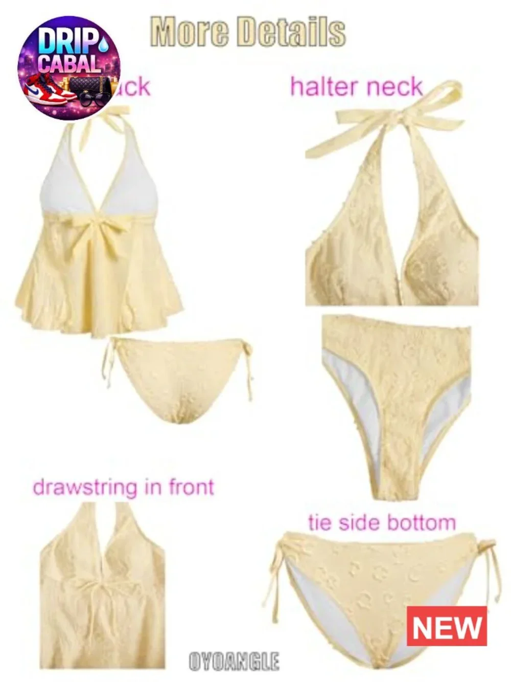 Tankini Swimsuits Textured Flowy Halter Bikini Set Tummy Control Modest Bathing